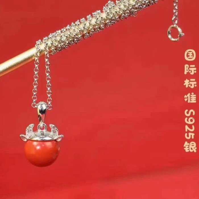 含辰砂工艺品Y【牛小美吊坠】2025年高含量朱砂吊坠