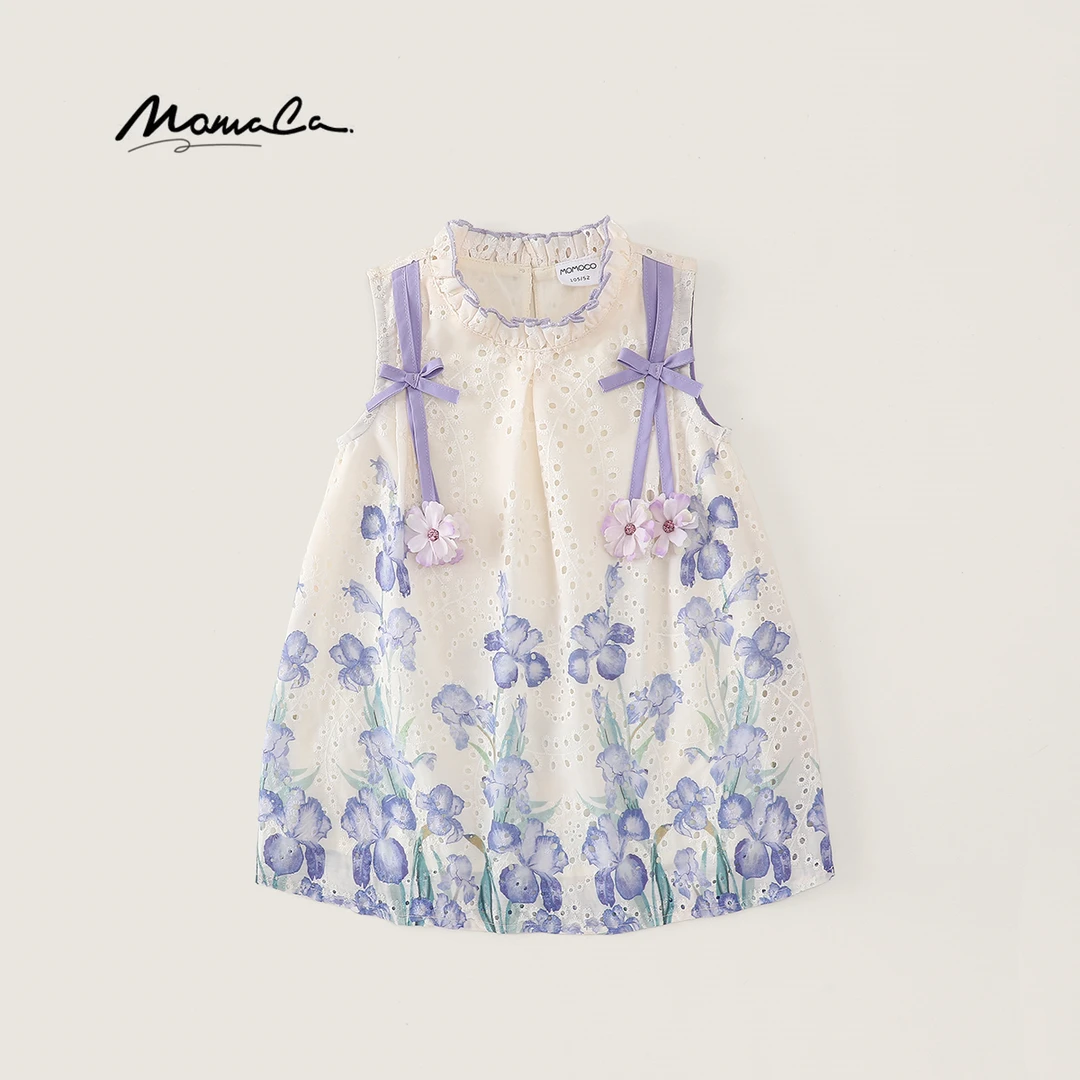 MOMOCO女童2025夏季刺绣碎花法式田园度假风吊带裙子77630470336