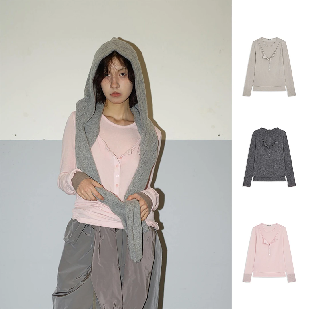 OPEN YY设计师品牌 假二件双领口感打底衫 DSC买手店 DY5T05001