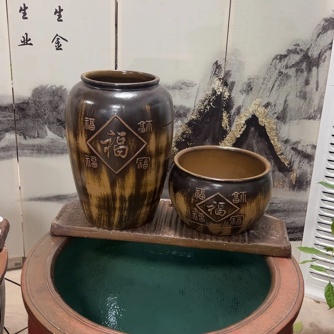 紫砂花盆流水罐带40瓦泵弯头软管