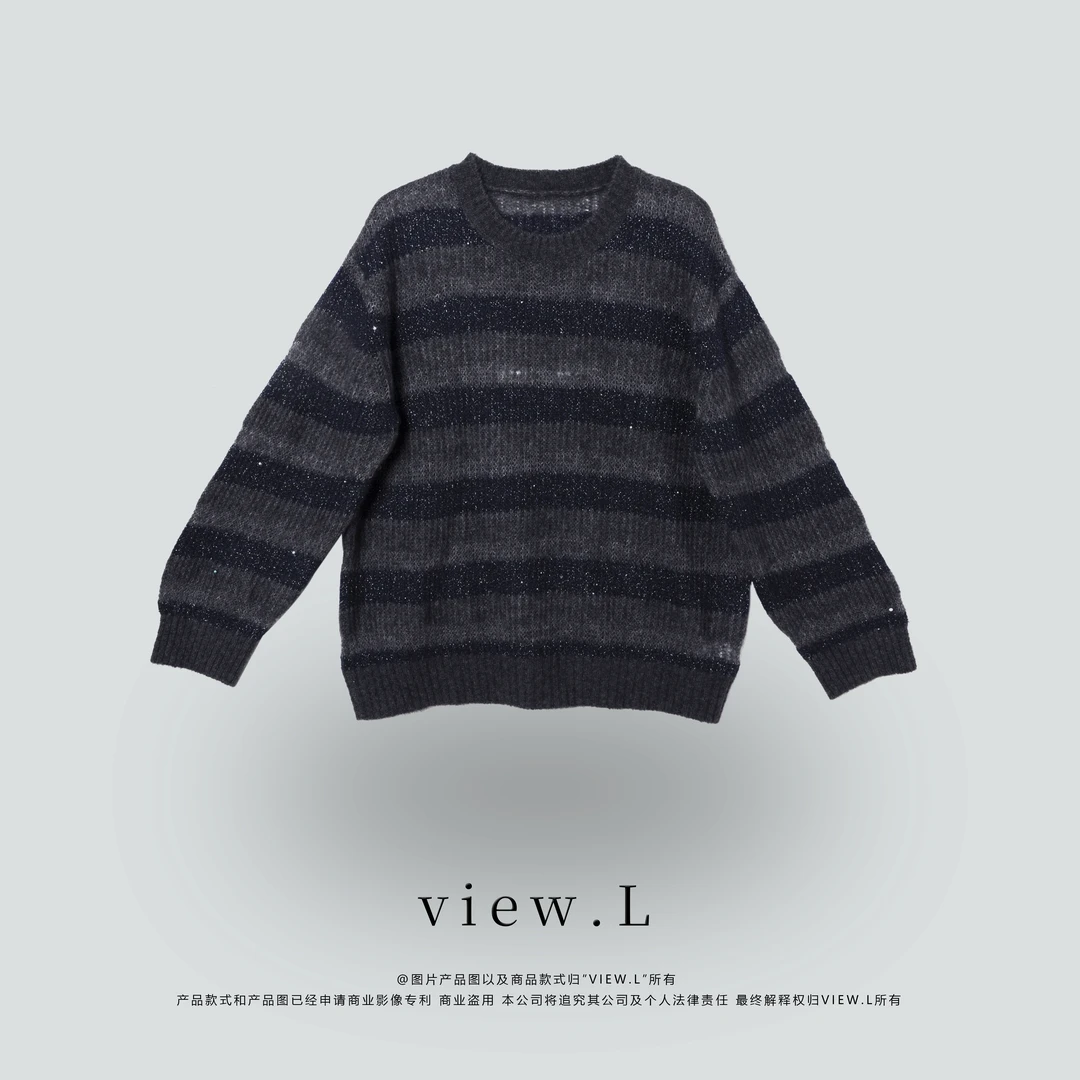 view.l25 松软贴身 亮片条纹 针织衫 W2260