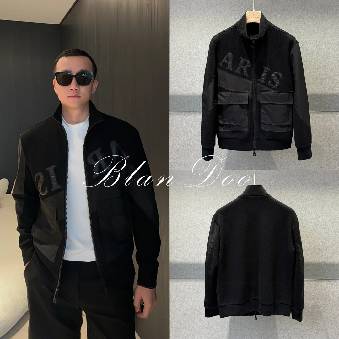 (秋款 )BLANDOO "低调有型”  高品质拼接设计感立领针织夹克3285