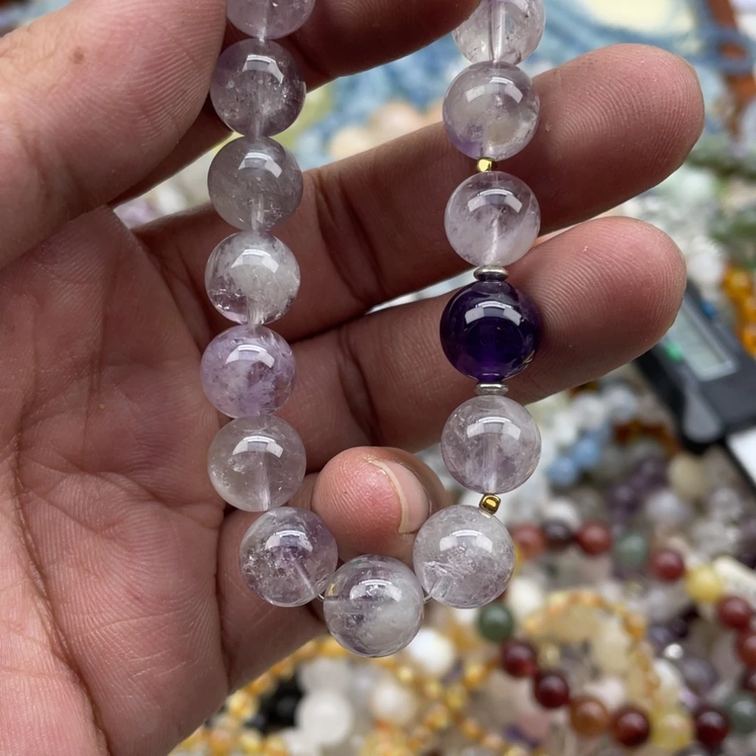 银S925镶嵌手链烟晶