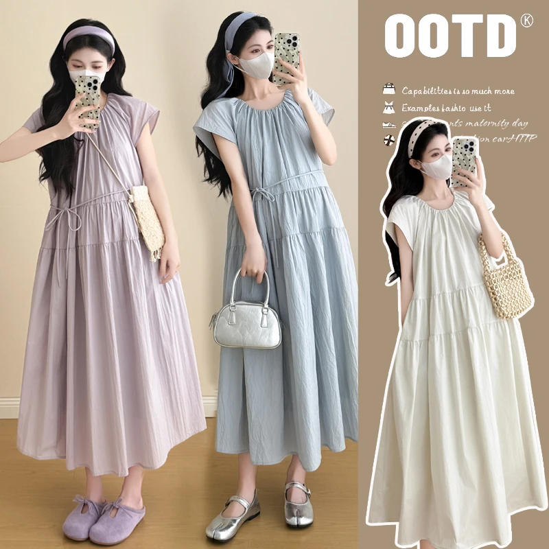 时尚显瘦孕妇装女夏季新款潮款宽松高级感大码舒适减龄孕妇连衣裙