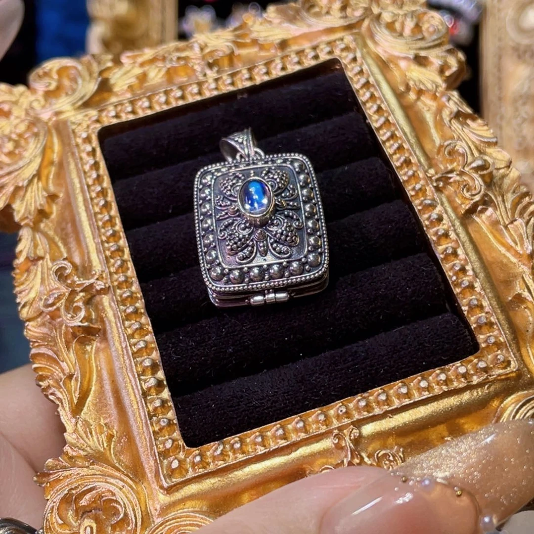 925银蓝月光盒子吊坠可打开