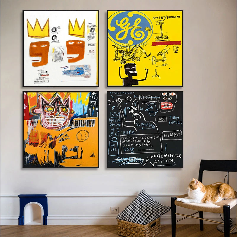 Basquiat巴斯奎特小众街头涂鸦潮牌挂工业风办公室酒吧餐厅装饰画