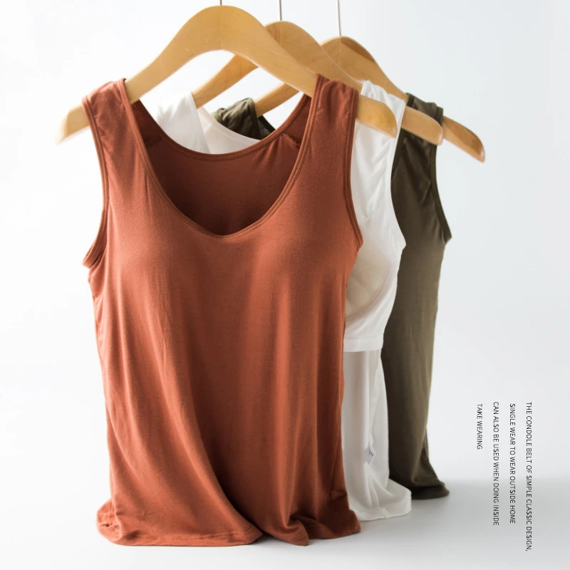 升级版带胸垫吊带背心女亲肤柔软修身居家睡衣小吊带瑜伽运动背心