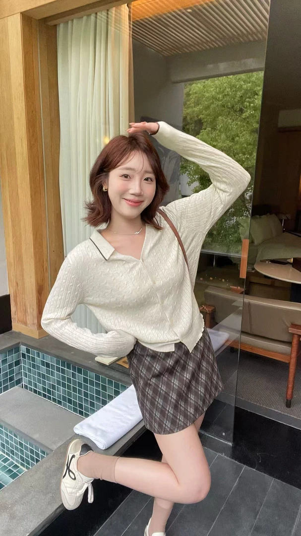 YPP!【复古态度】复古简约气质格纹半身裙新款显瘦短裙