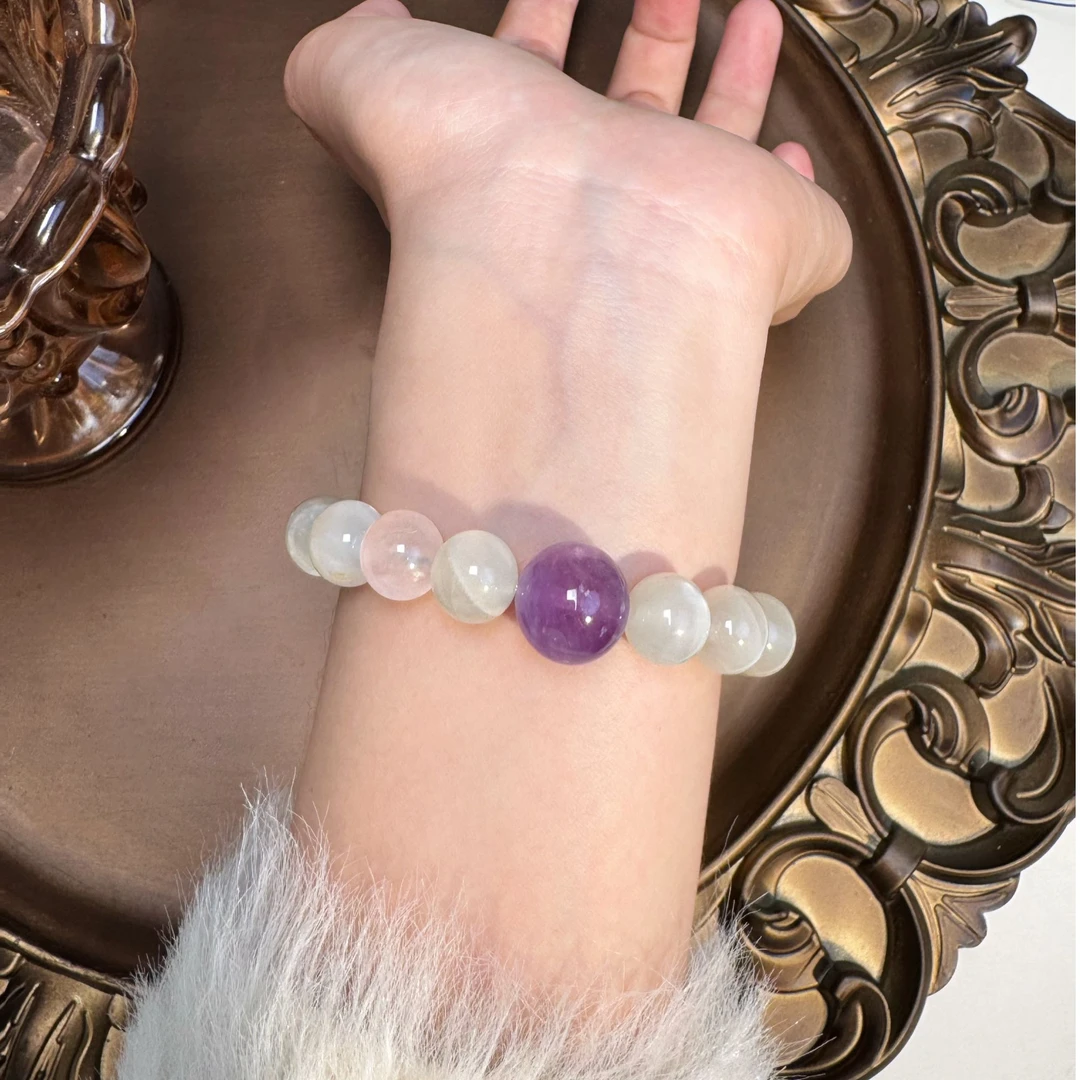 【浪漫星辰】天然白月光紫水晶手串A0083