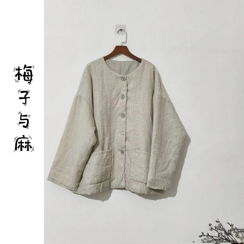 【大梅子推荐】设计款亚麻单排扣棉服JG5206A