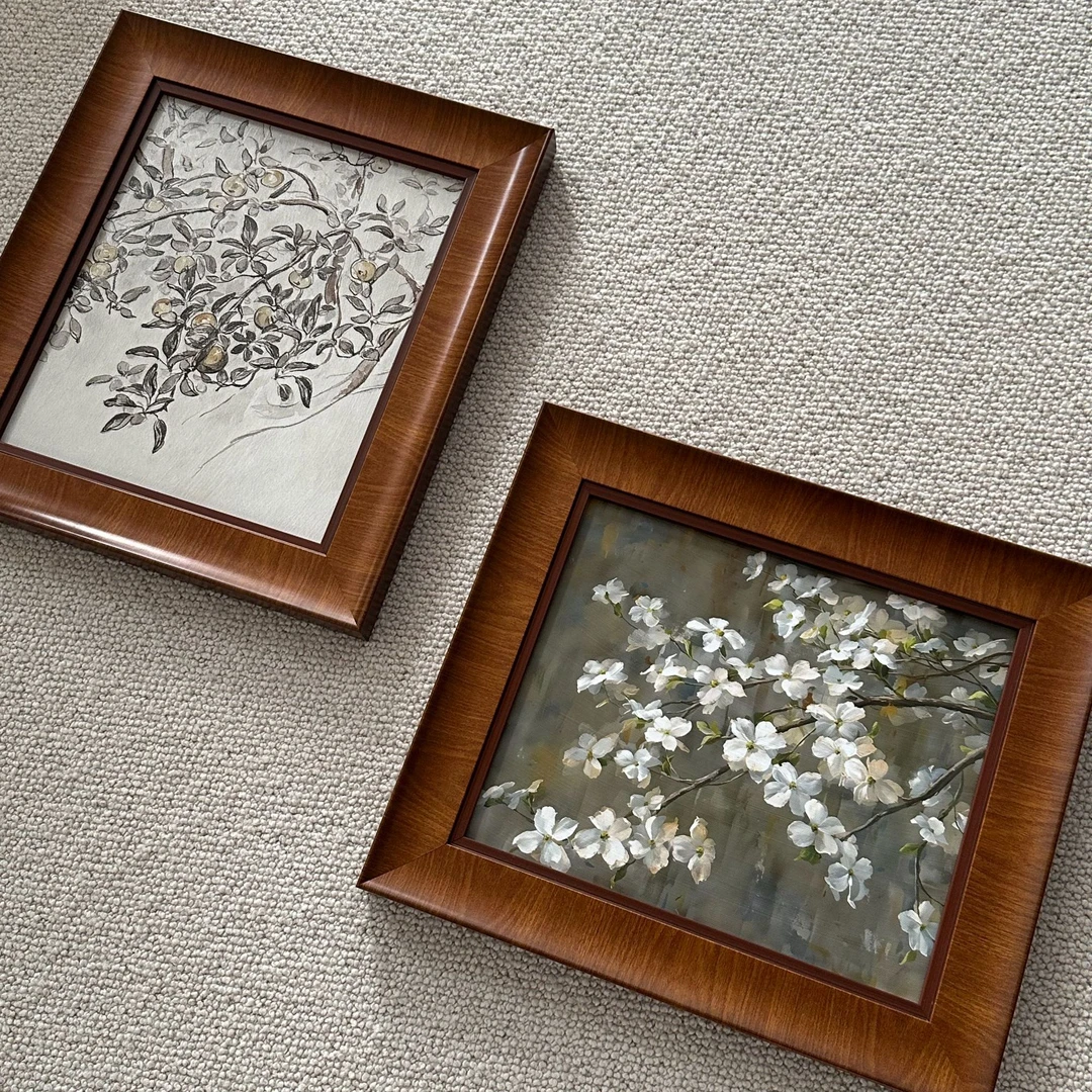 苹果花》现代法式复古客厅走廊餐厅卧室床头玄关装饰画实木边框