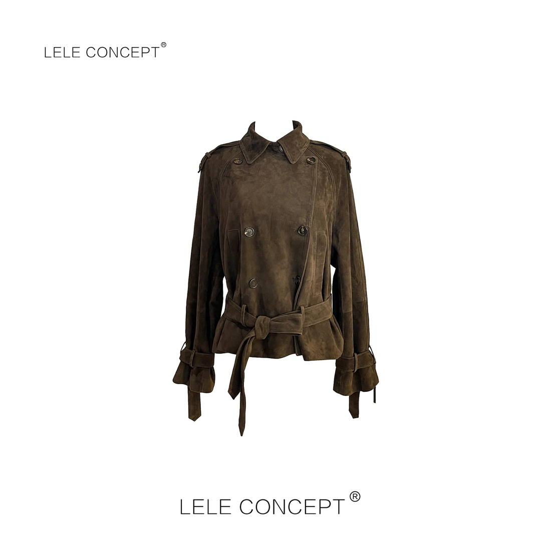 LELE CONCEPT | 琥珀流光·落肩腰带款皮衣FP25C0008W