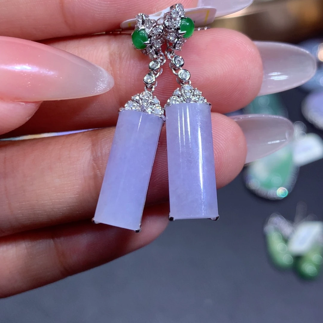 翡翠耳饰18K金镶嵌翡翠