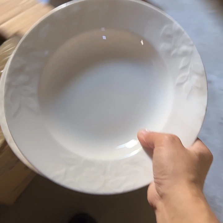 国营尾货骨瓷玉兰草帽盘一对