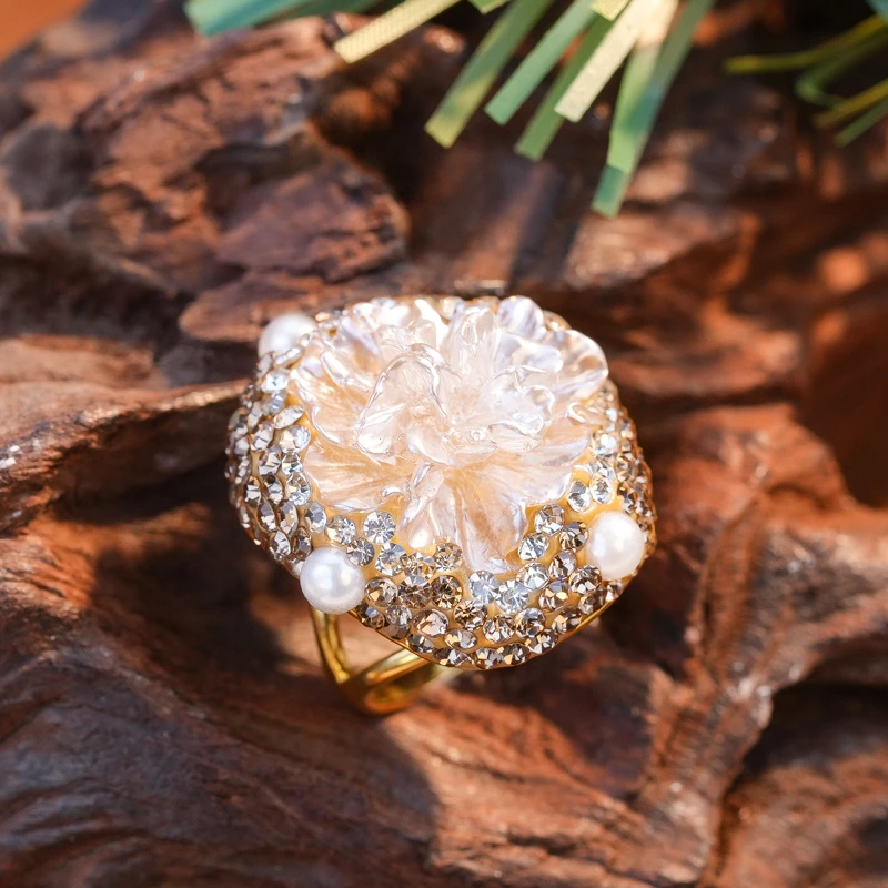 铜合金戒指 手工气质轻奢时尚复古镶戒素款戒子5070-3