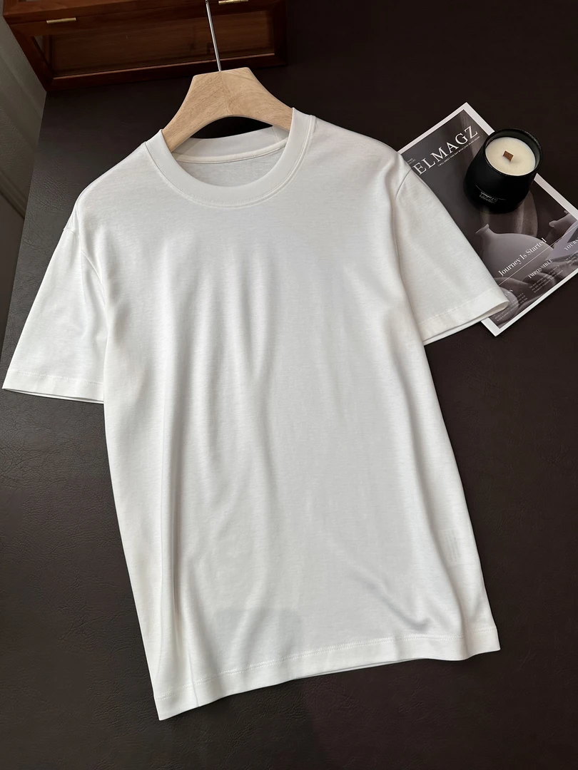 25夏季高品质液氨棉净版圆领T恤百搭亲肤舒适男士打底衫15161