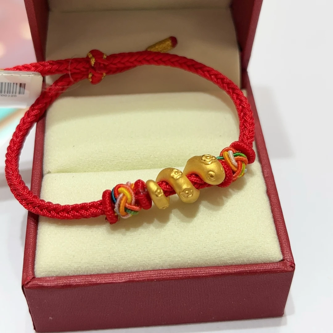 赛菲尔珠宝®足金卷卷蛇吊坠手绳