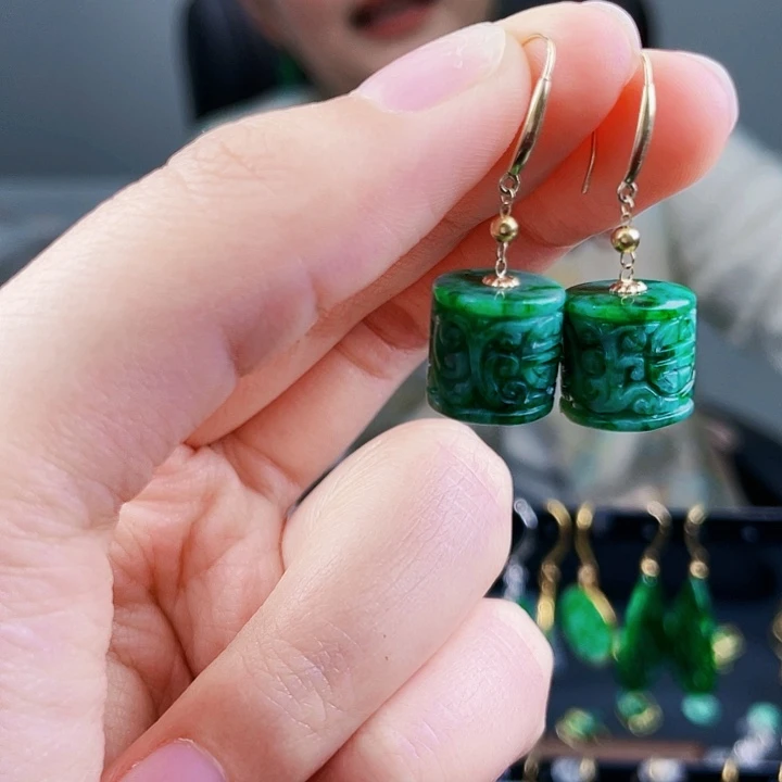 翡翠耳饰18K金镶嵌饰品