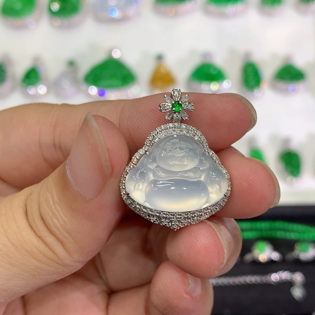翡翠18K金镶嵌吊坠(不含链)吊坠