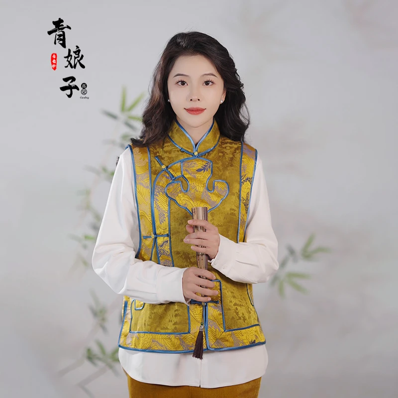 青娘子（辞悠）2025新款提花时尚新中式国风复古宽松国潮马甲-60220