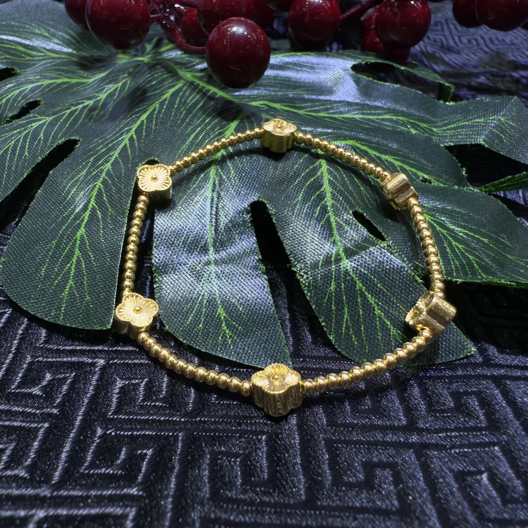 【阿平专享】足金六朵金花金珠手串LAZ284{一套}