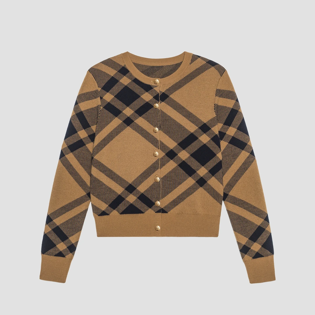 【清仓不退换】“苏格兰”100精纺羊毛重工提花秋冬针织开衫24FW340