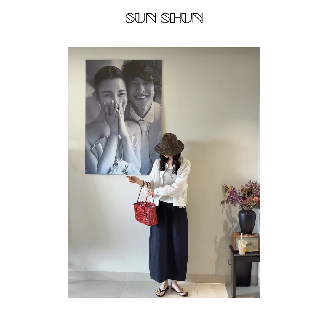 Sanshun－(宋代美学)－时尚圆领简约衬衫长袖宽松百搭夏季复古舒服