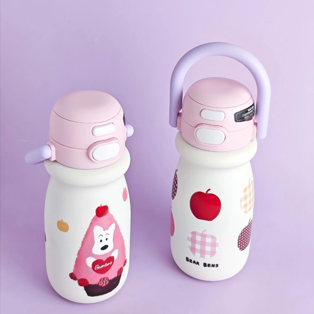 熊本士BEARBENS冰激凌苹果派大容量水杯便携带盖保温杯户外手提