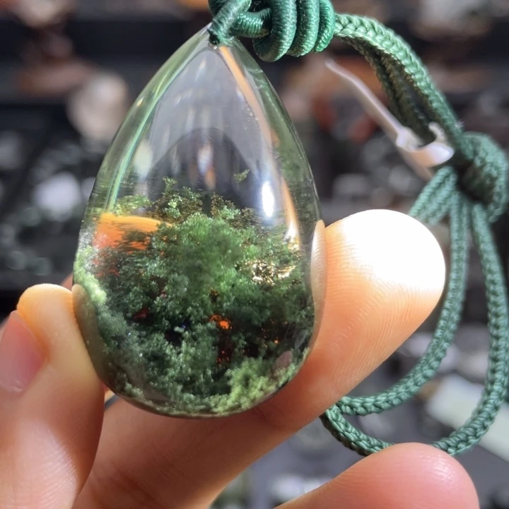 未镶嵌水晶颈饰绿幽灵聚宝盆水滴定制