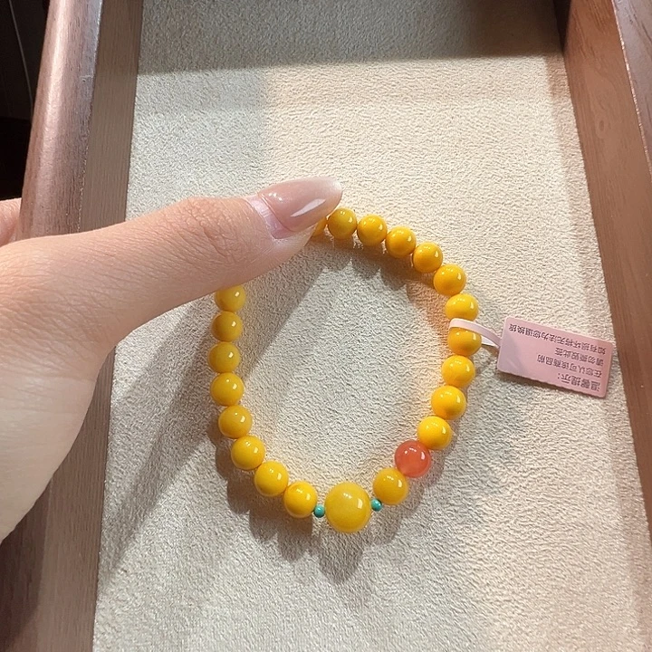 蜜蜡未镶嵌手串7.6mm蜜蜡手串