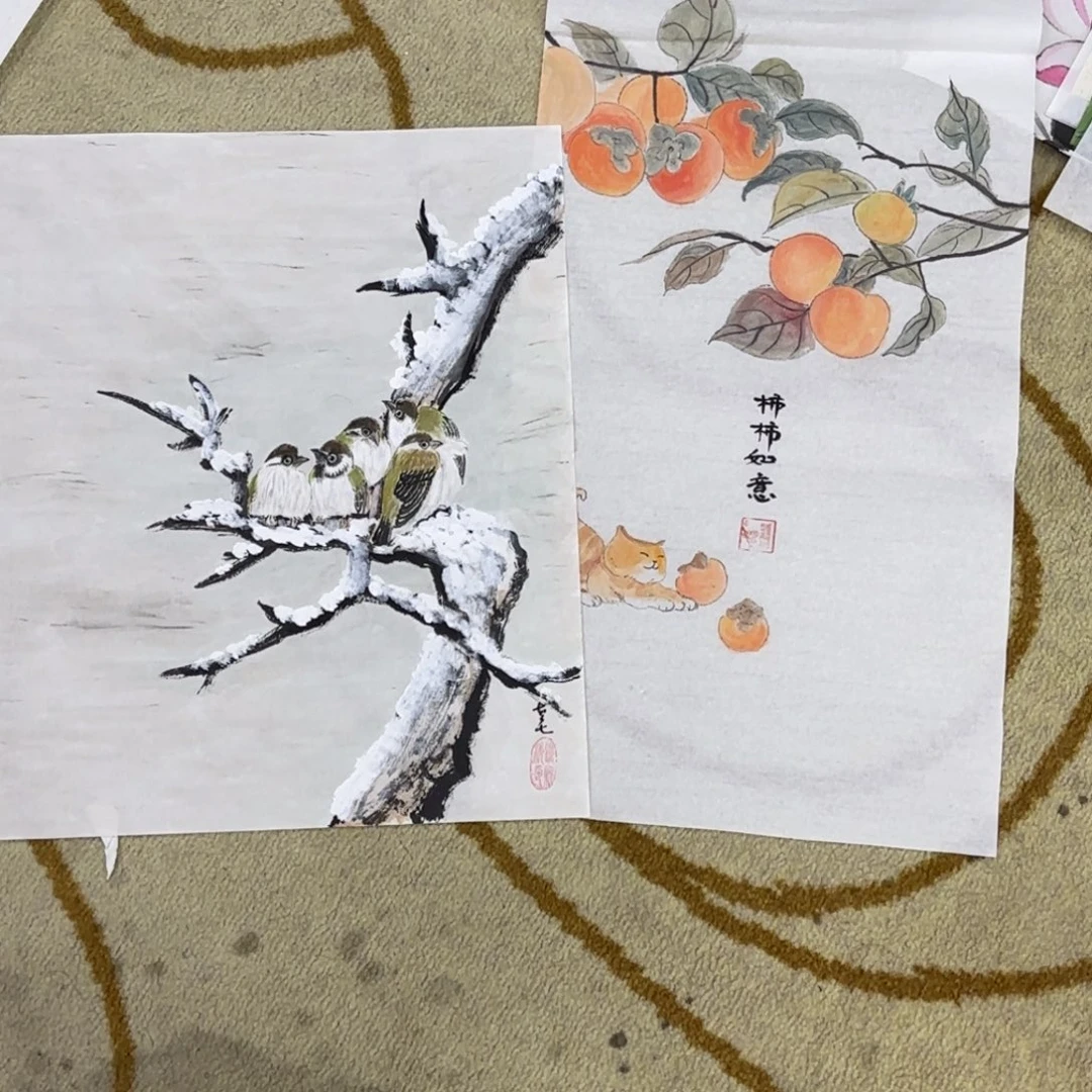 橙****国画花鸟作品有意义艺