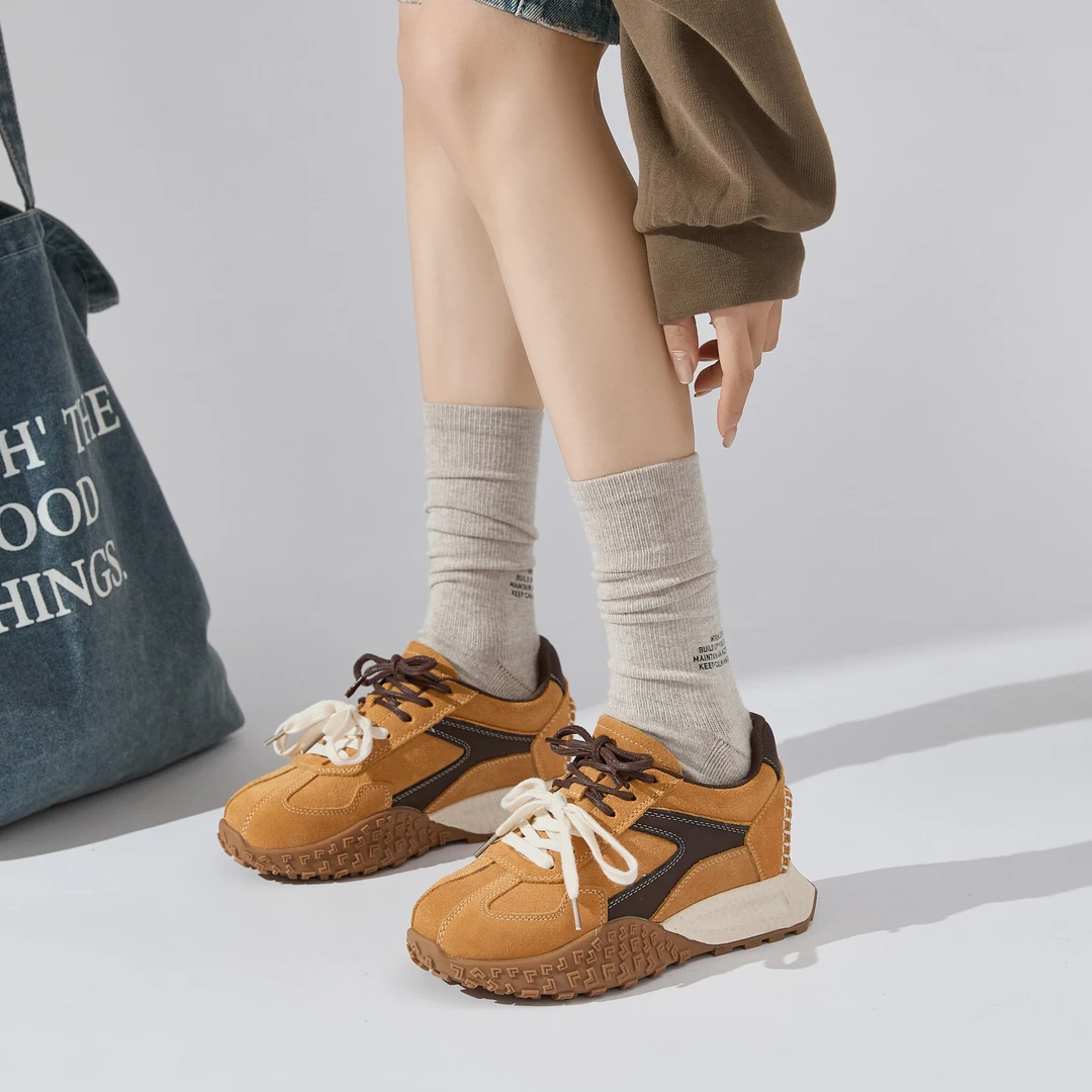 欧若风德训鞋女款隐形内增高7CM阿甘小个子百搭橡胶新款德训鞋