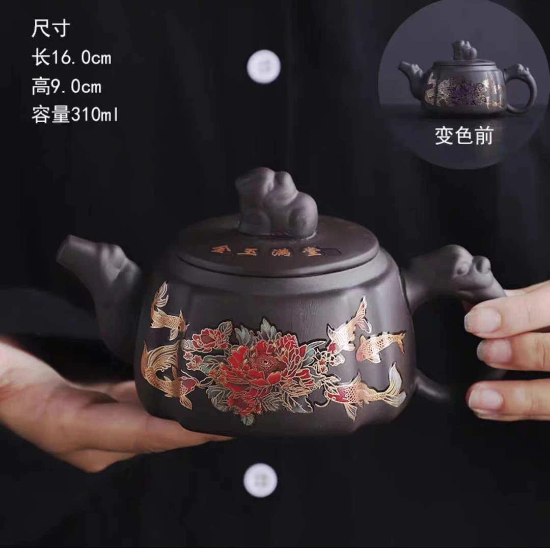 金玉满堂凤鸣变色四方紫砂壶