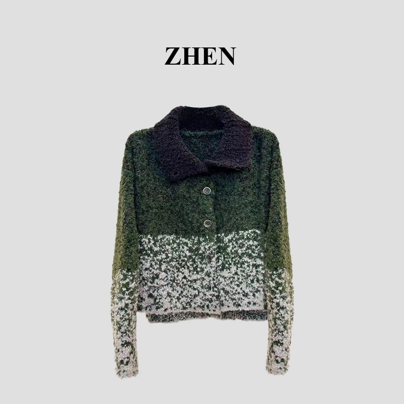 【ZHEN】25K01619 2025新款显瘦时尚百搭小众气质毛衣女款