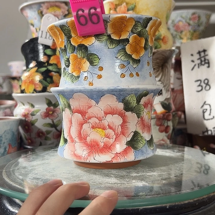 景德镇手绘花盆满38包邮偏远地区除外
