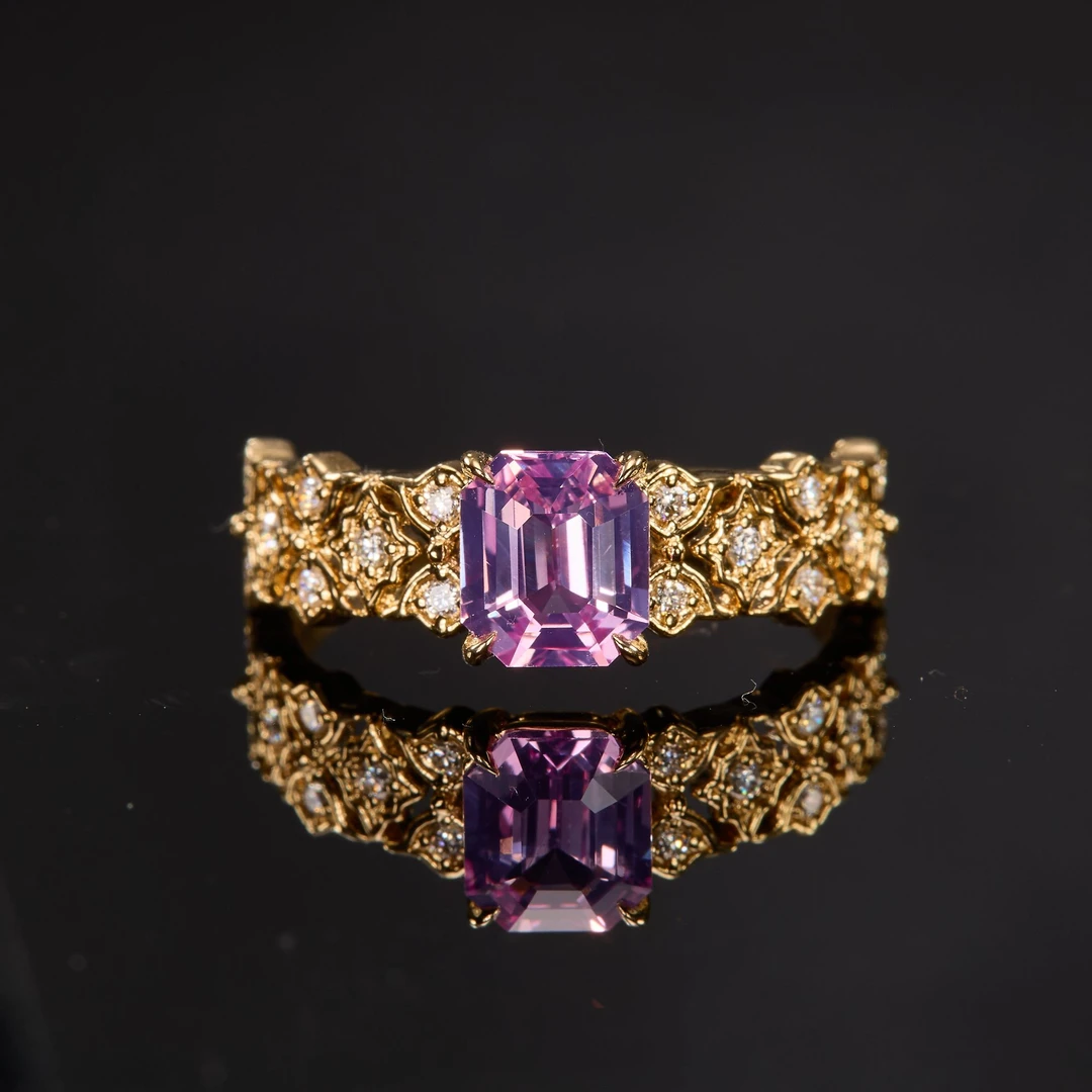 如苑珠宝18K金帕帕拉恰戒指/1.22ct/GUILD/帕帕拉恰/无烧