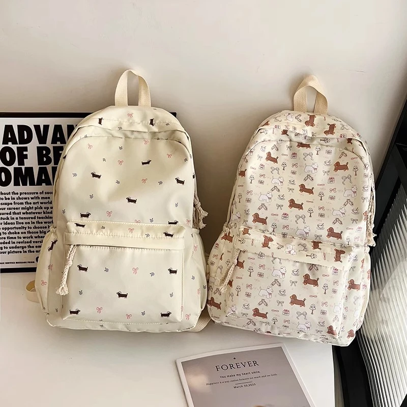 日系可爱腊肠小狗双肩包少女心百搭大容量书包初高中大学生背包gh