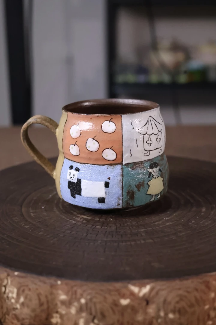 复古卡通杯子紫砂杯可爱图案0443