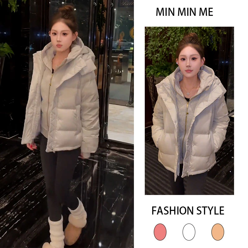 设计感韩版法式长袖棉服2025秋冬季新款时尚百搭休闲打底裤两件套