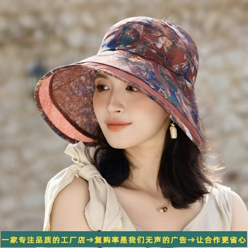 25年新款韩版环绕式欧根纱遮阳帽透气防紫外线大帽檐防晒帽太阳帽