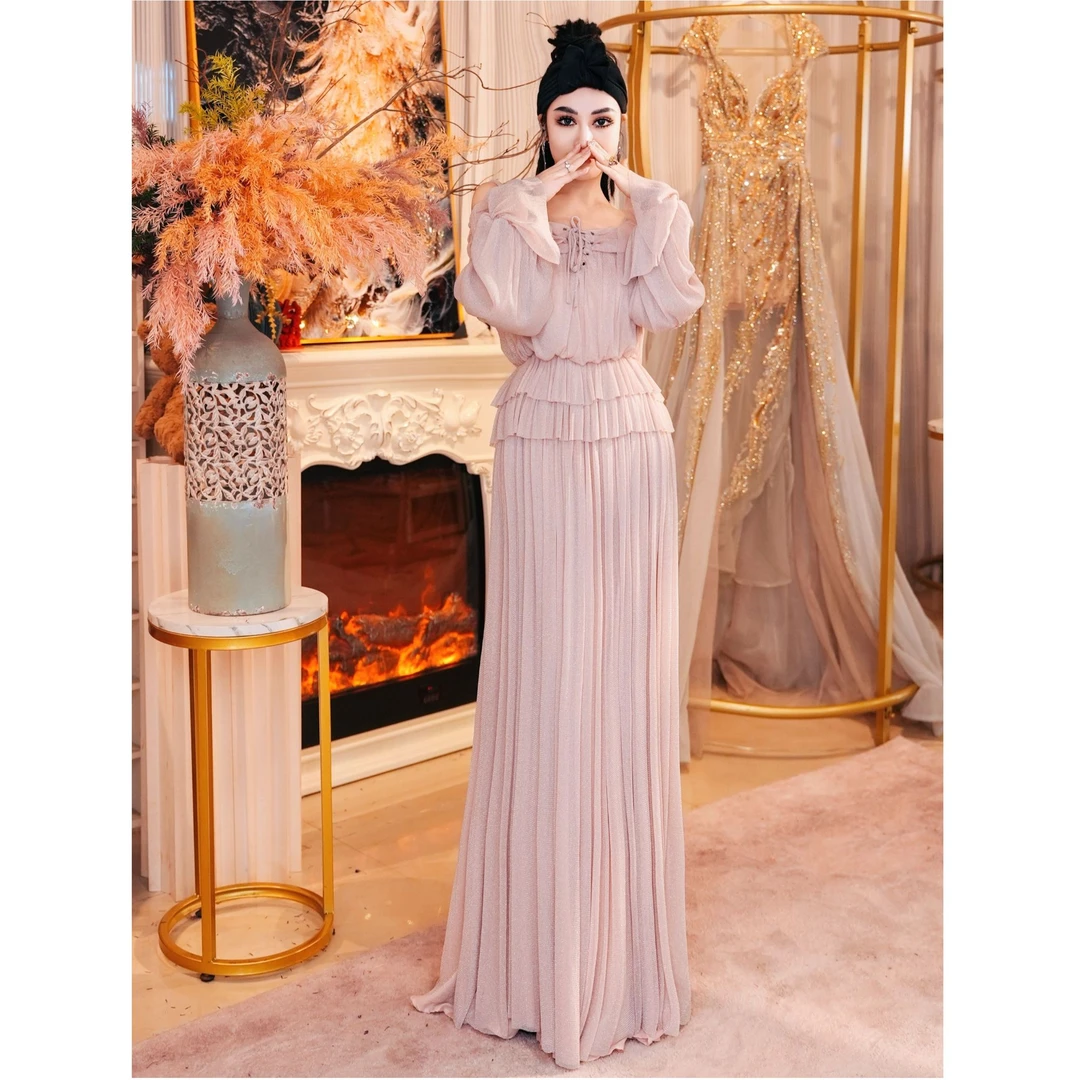 【星姐推荐】星原创高级定制【绯月轻纱】设计师度假风一字肩连衣裙