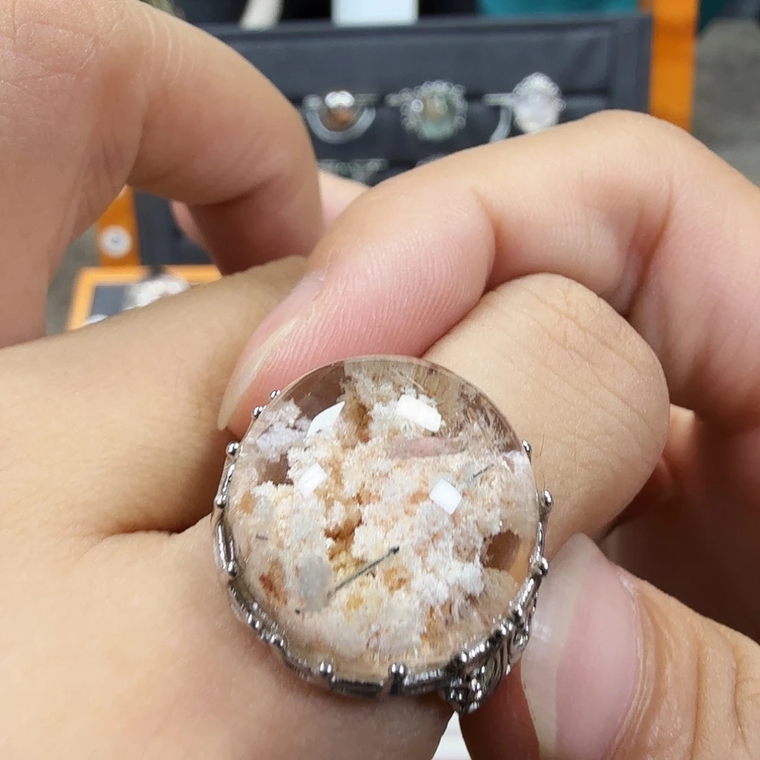 水晶戒指银S925镶嵌