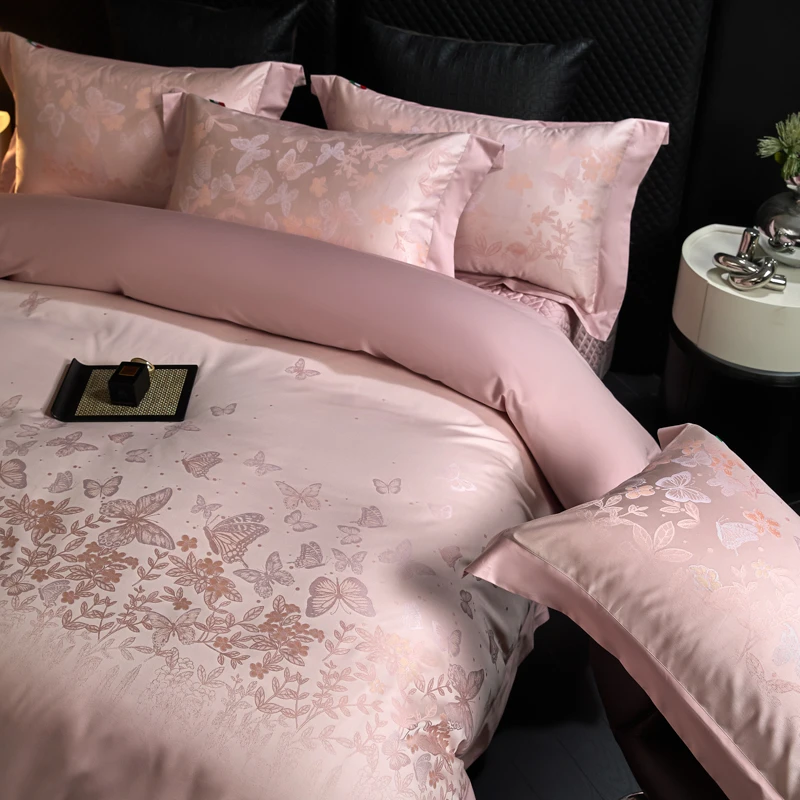 LW家纺—金丝梦蝶 -2025新款全棉提花--床盖款—线下实体专供四件套