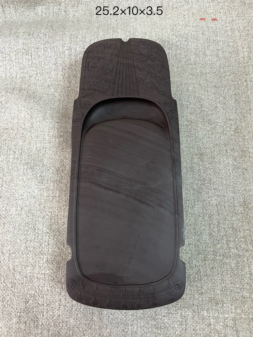 甘肃洮砚喇嘛崖老坑鸊鹈血细水纹藏品古琴砚纯净无暇25.2×10×3.5