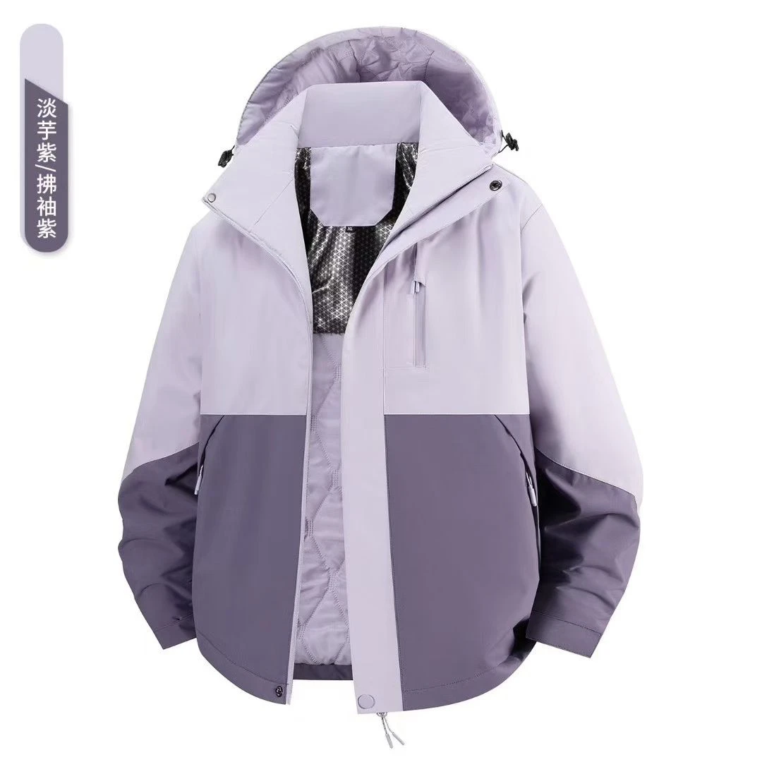 情侣款石墨烯连帽防风保暖冲锋棉衣外套女