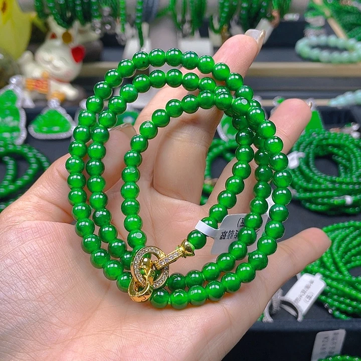 季***温翡翠未镶嵌颈饰翡翠高冰阳绿6.5