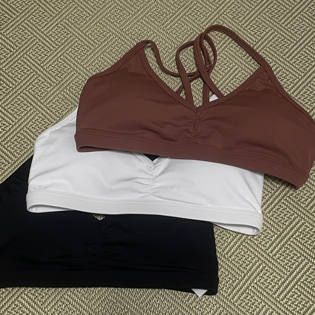 后背可拆卸挂脖磨毛瑜伽跑步健身运动内衣