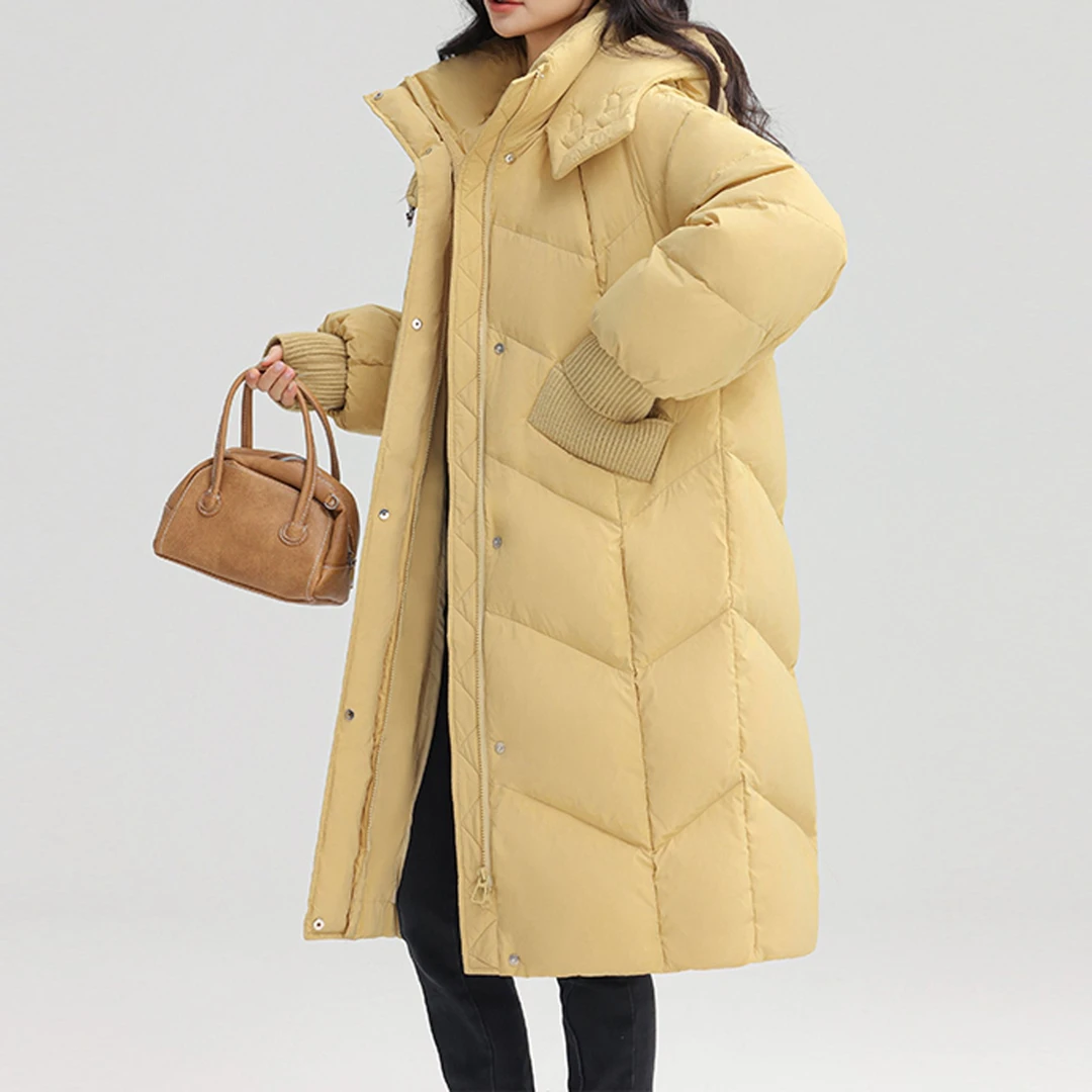 长款中长款拉链休闲风百搭厚款连帽加厚保暖