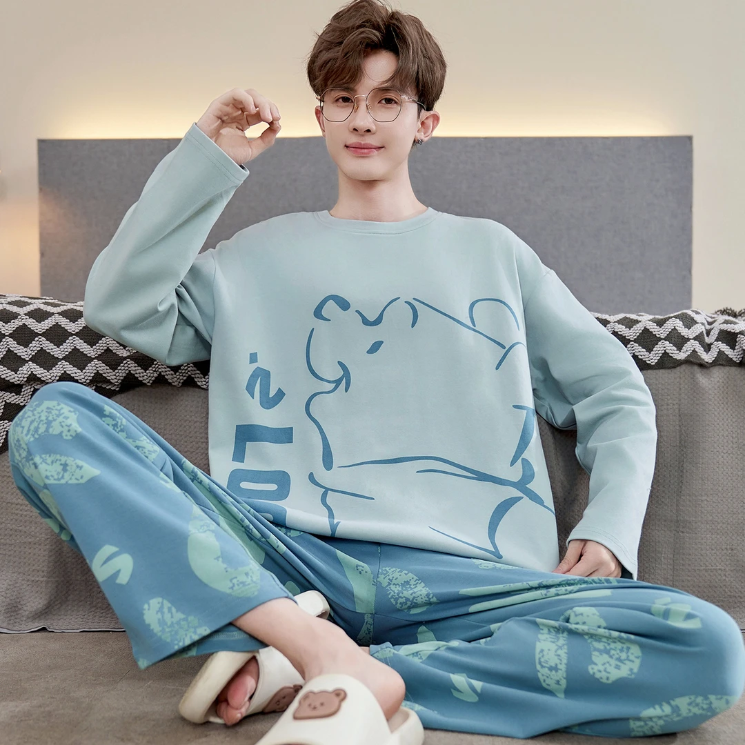 可外穿男士睡衣男款春秋季长袖大码纯棉2025新款春夏天男生家居服