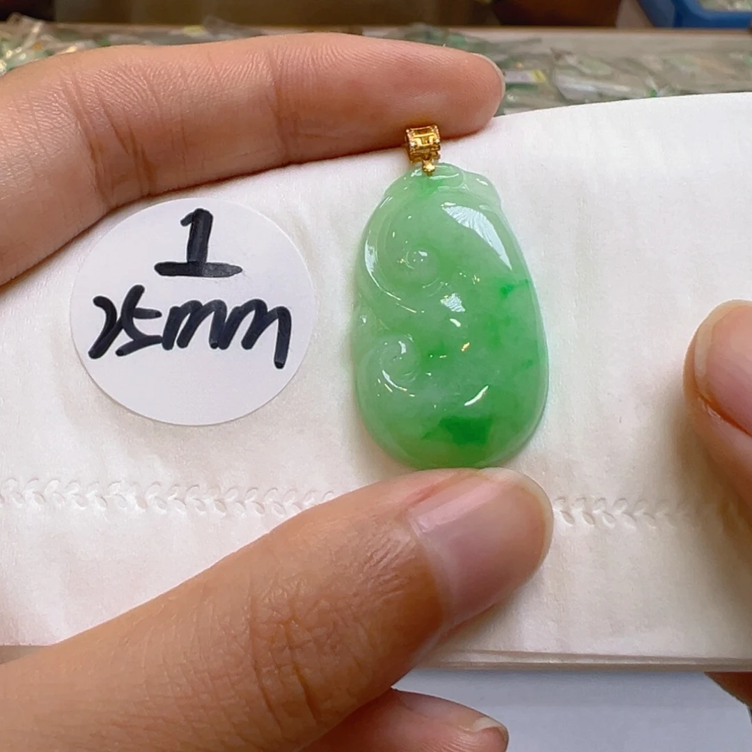 翡翠18K金镶嵌吊坠(不含链)翡翠